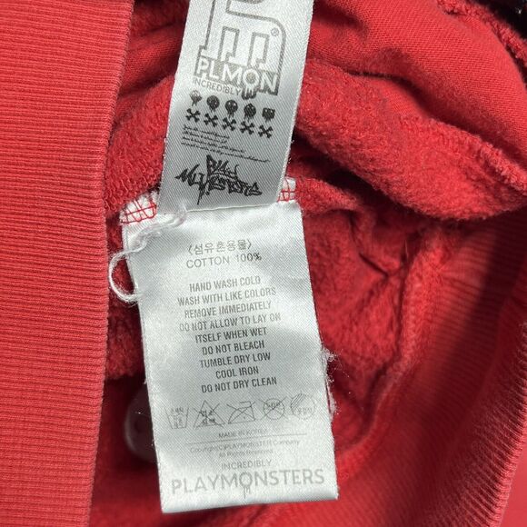 PlayMonster Sweatshirt Crewneck Men XL Red Pullover Embroidered Skulls - Picture 12 of 14